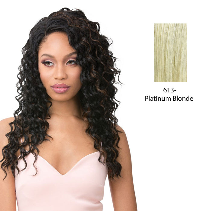 100% Human Hair Blend With Vixen Y Three Way Lace Part Ripple Wave - Vixen Y Ripple Wave,Platinum Blonde