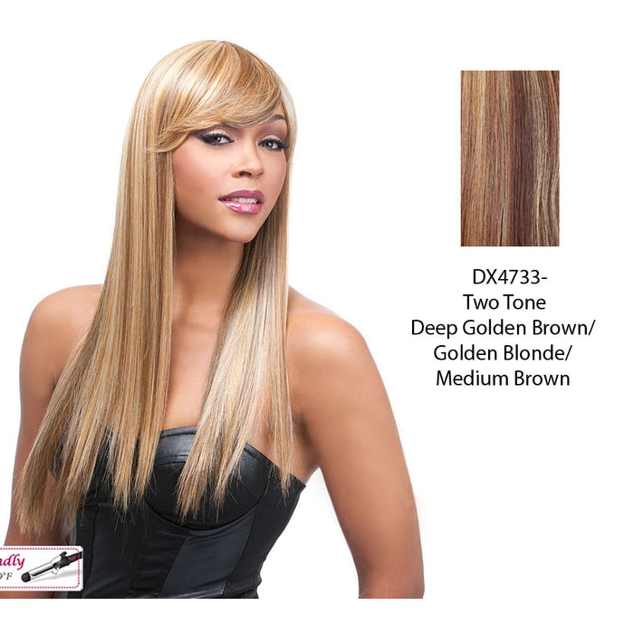 Quality Synthetic Wig - Q Kimberly,Two Tone Frost Blend Of Deep Golden Brown, And Golden Blonde With Medium Brown Bottom