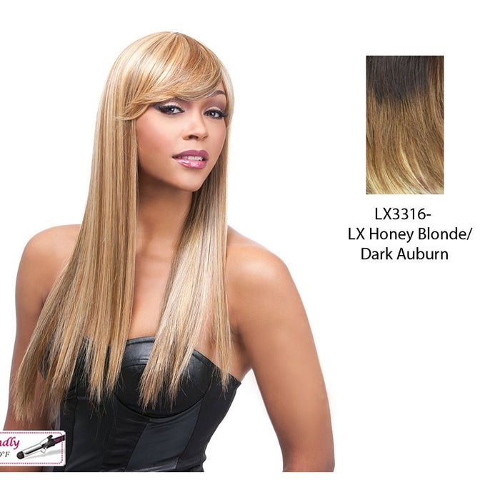 Quality Synthetic Wig - Q Kimberly,Two Tone Frost Blend Of Dark Auburn Layer Over Honey Blonde Bottom
