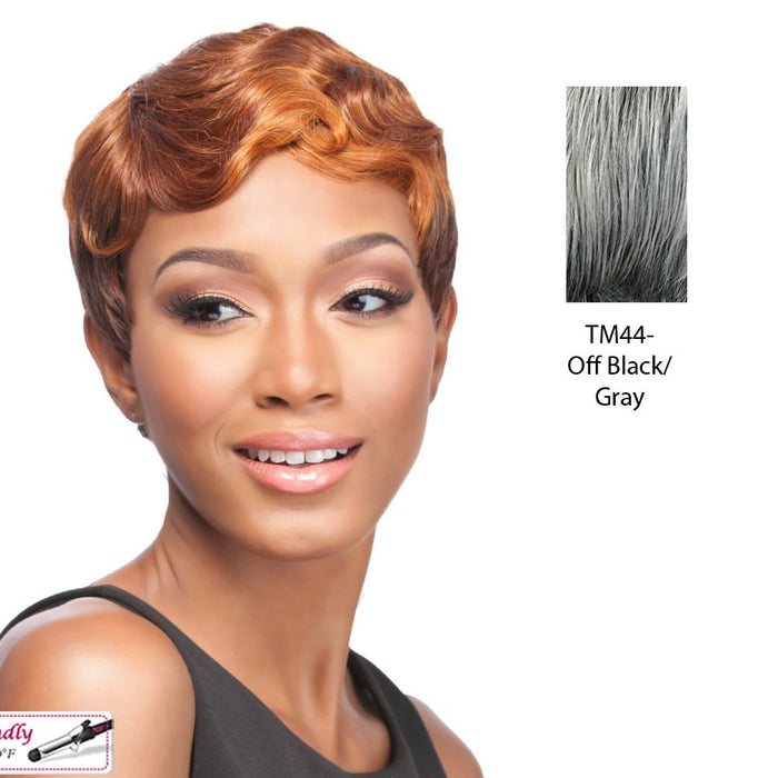 Piettra Synthetic Wig,Two Tone Mix Of Off Black With 50% Gray Roots With Gray Tips