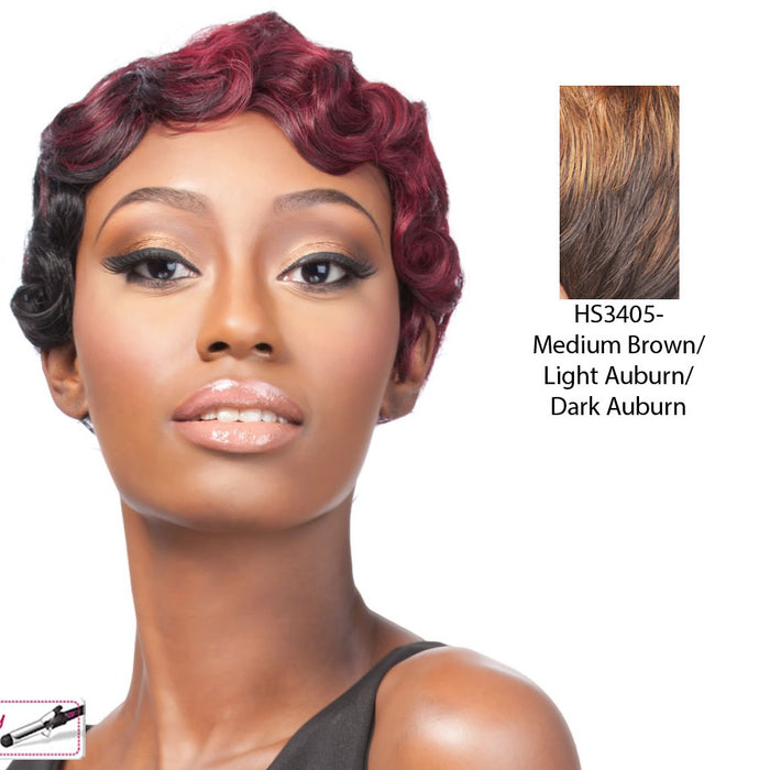 Iron Friendly Synthetic Wig_ Q Roberta,Medium Brown Base With Light Aurburn And Dark Aurburn Top