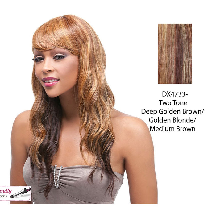 Futura Synthetic Quality Full Wig - Q-Silvia,Two Tone Frost Blende Of Deep Golden Brown And Golden Blonde With Medium Brown Bottom