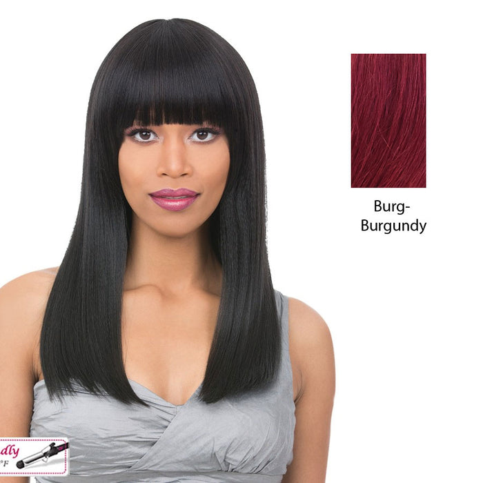 Slight Side Framed Cut Style With Heat Resistant Synthetic Wig - Raven,Burgundy