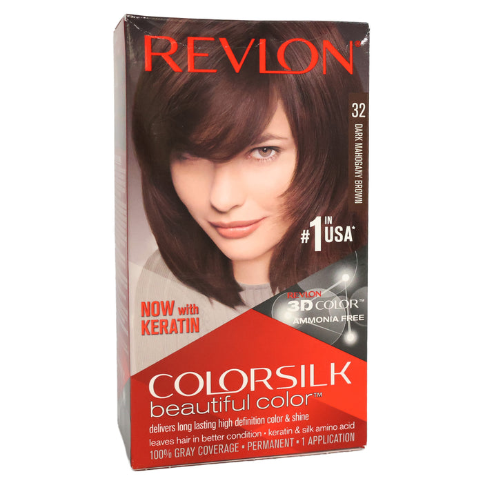 Revlon Colorsilk Beautiful Color Permanent Hair Color 32 Dark Mahogany Brown