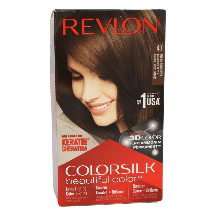 Revlon Colorsilk Beautiful Color Permanent Hair Color 47 Medium Rich Brown