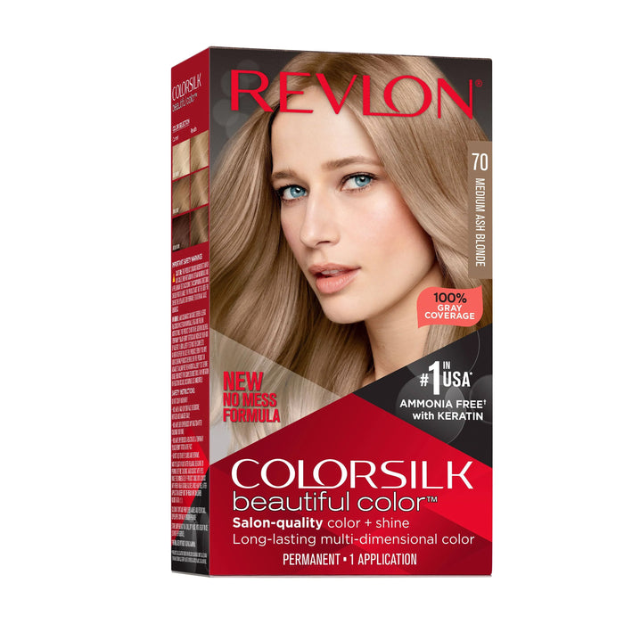 Revlon Colorsilk Beautiful Color Permanent Hair Color 70 Medium Ash Blonde