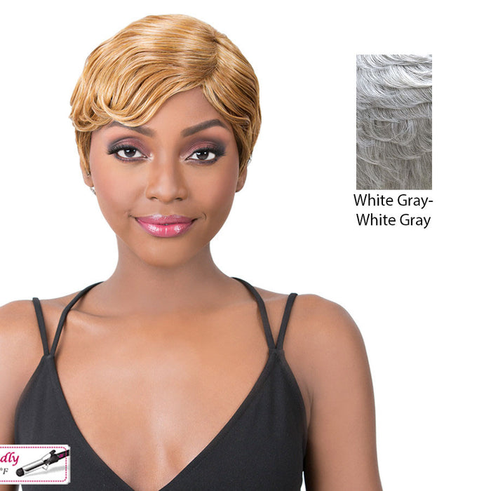 Premium Synthetic Iron Friendly Wig - River Wave,White Grey