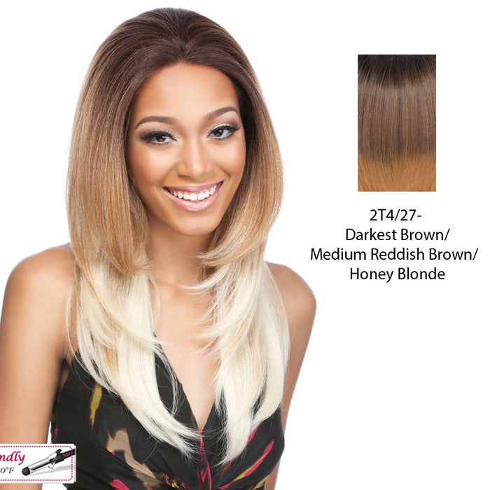 Remi Touch Rt11 Lace Front Wig,Darkest Brown Roots Tipped With Dark Brown And Strawberry Blonde