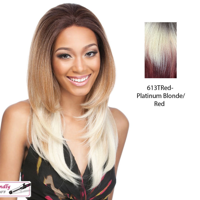 Remi Touch Rt11 Lace Front Wig,Medium Brown Roots On A Platinum Blonde Base Tipped With Bright Red