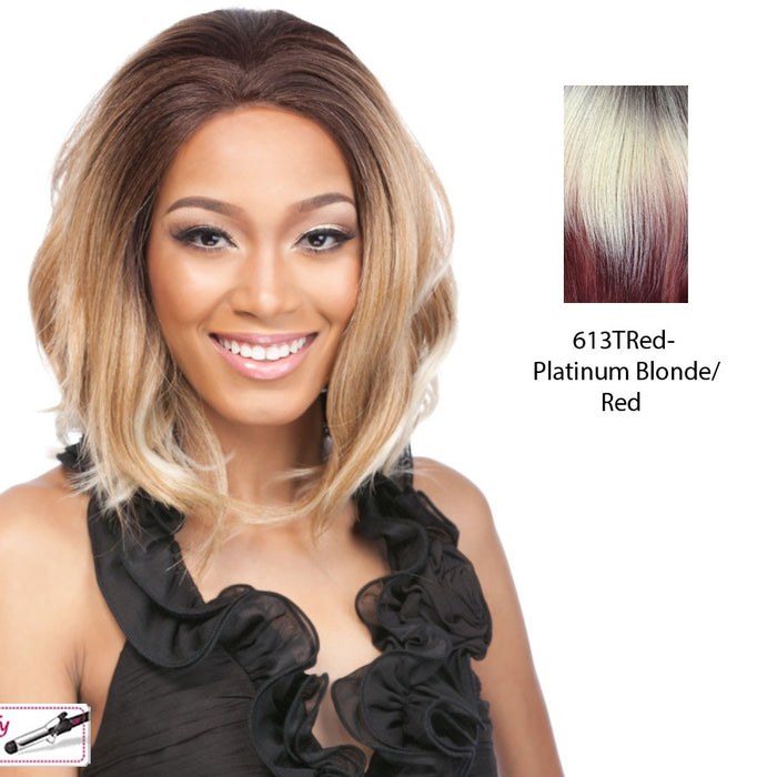 Remi Touch Rt7 Lace Front Wig Final,Medium Brown Roots On A Platinum Blonde Base Tipped With Bright Red