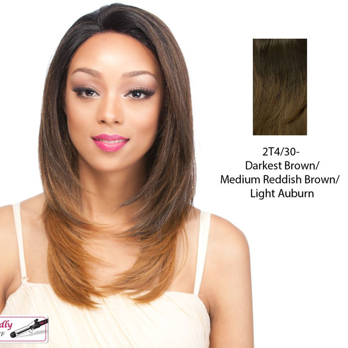 Remi Touch Rt9 Lace Front Wig,Darkest Brown Roots Tipped With Dark Brown And Light Auburn