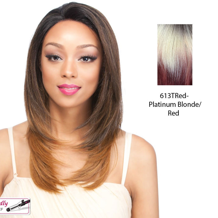 Remi Touch Rt9 Lace Front Wig,Medium Brown Roots On A Platinum Blonde Base Tipped With Bright Red
