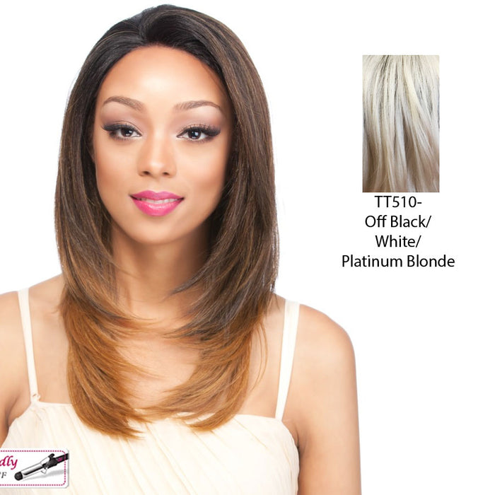 Remi Touch Rt9 Lace Front Wig,Off Black Roots With White In The Middle And Platnium Blonde Ends