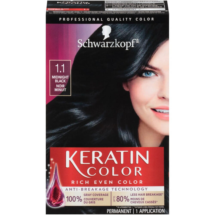 Schwarzkopf Keratin Color, Hair Color 1.1 Midnight Black