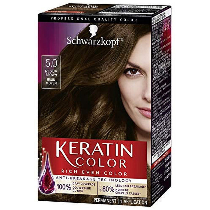 Schwarzkopf Keratin Color, Hair Color 5.0 Dark Brown