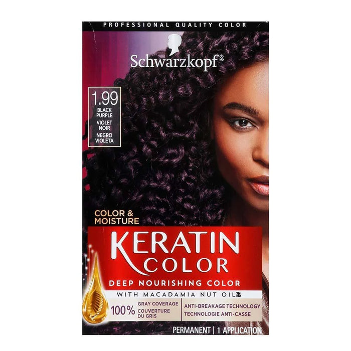 Schwarzkopf Keratin Color, Hair Color 1.99 Black Purple