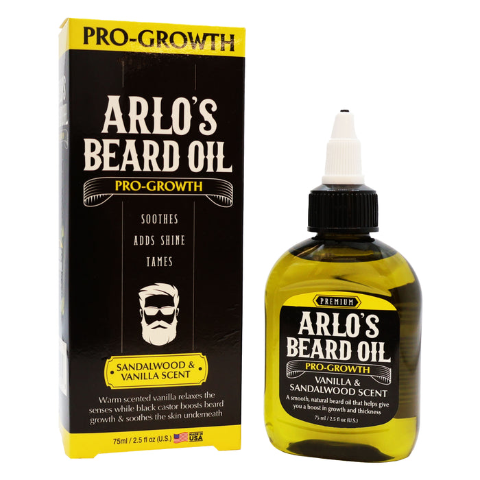 Arlo's Beard Oil Pro Growth Sandalwood and Vanilla, 2.5 Oz.
