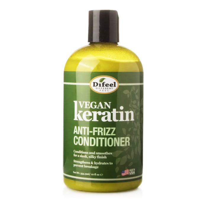 Difeel Vegan Keratin Premium Anti Frizz Conditioner, 12 Oz.