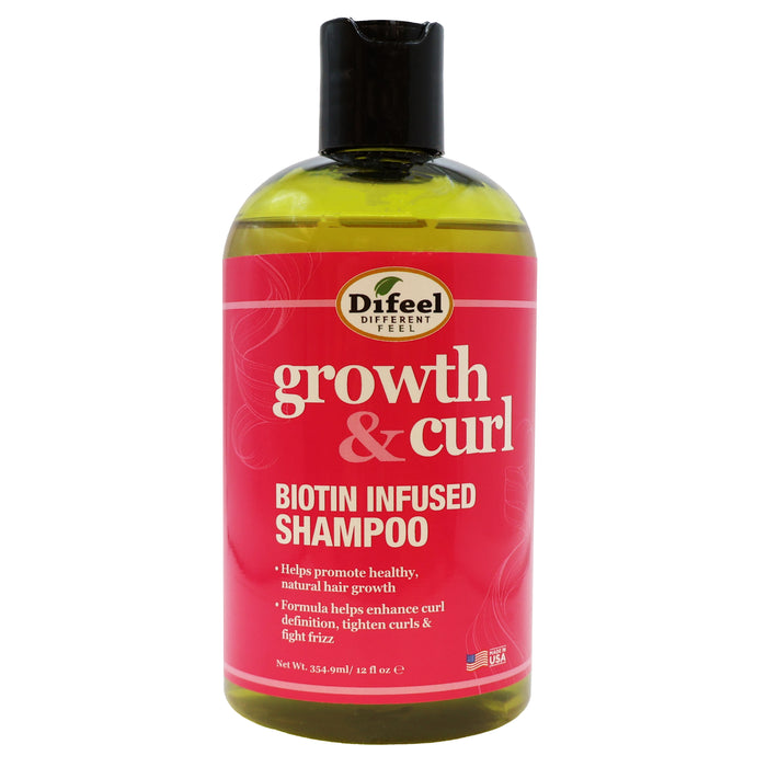 Difeel Growth and Curl Biotin Infused Shampoo 12 Oz.
