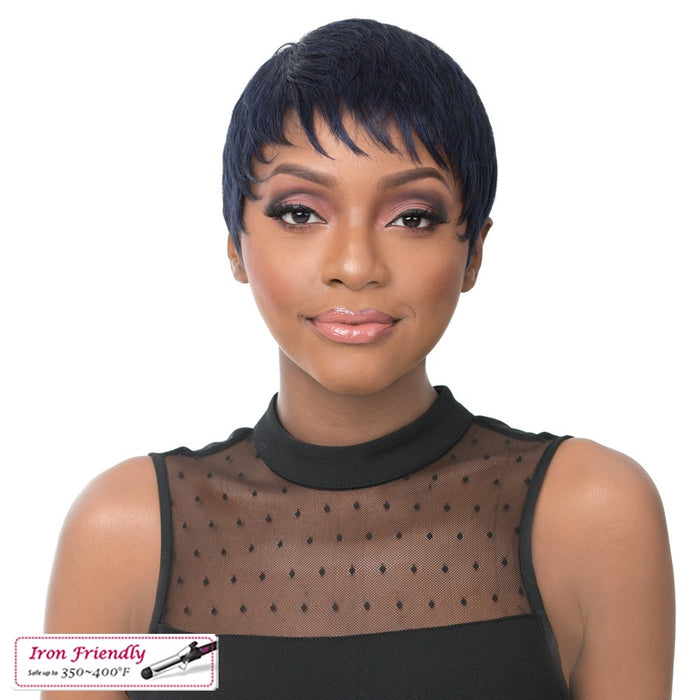 Iron Friendly Synthetic Wig - Simone,Blue Black