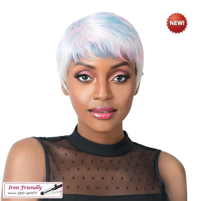 Iron Friendly Synthetic Wig - Simone,Unicorn Blue Pink