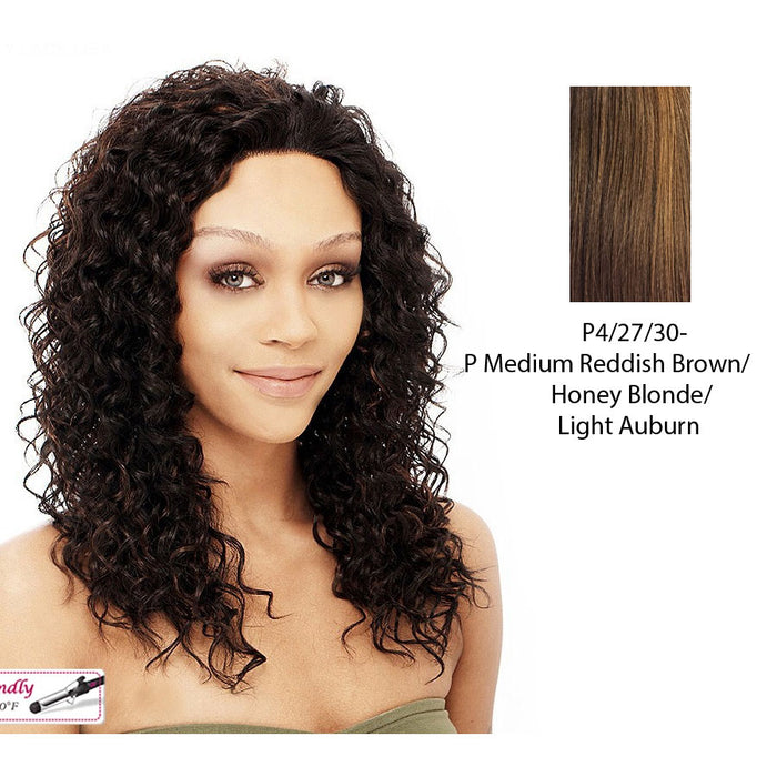 Lisa Lace Front Wig,Streaked Blend Of Medium Brown, Strawberry Blonde, And Light Auburn