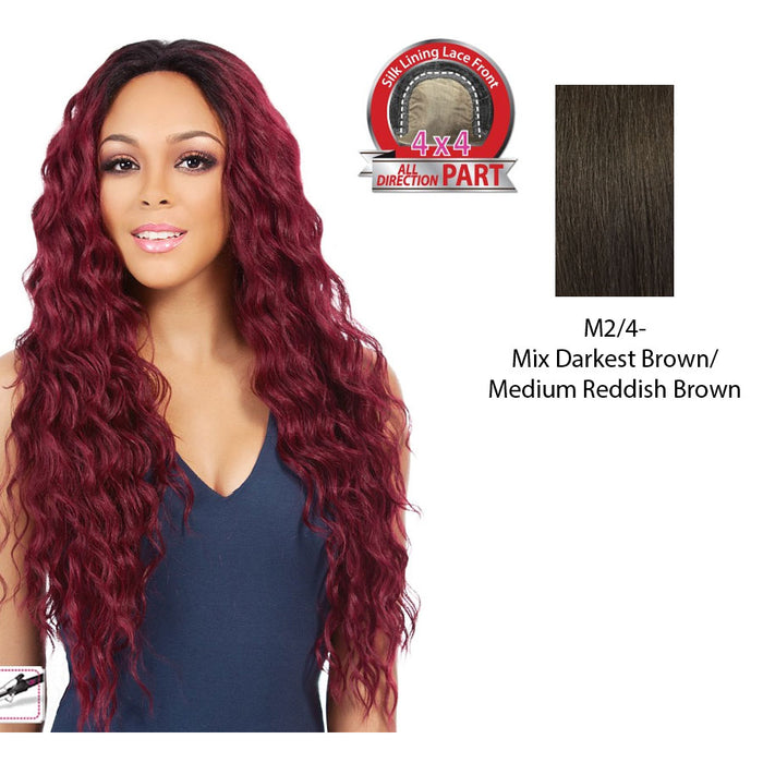 Synthetic 4X4 Swiss Lace Wig - Swiss Lace Boston,Mix Of Darkest Brown And Medium Brown