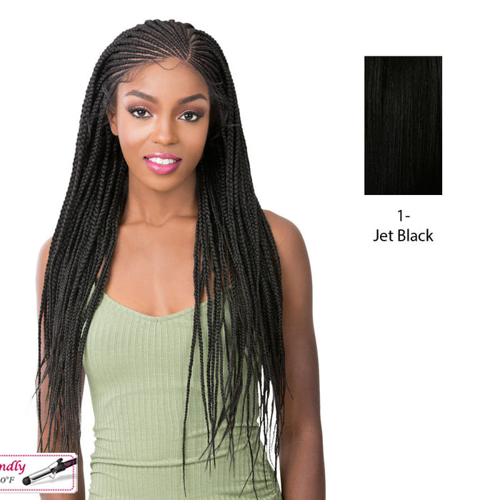 Micro Cornrow Box Braid Heat Friendly Synthetic Wig,Black