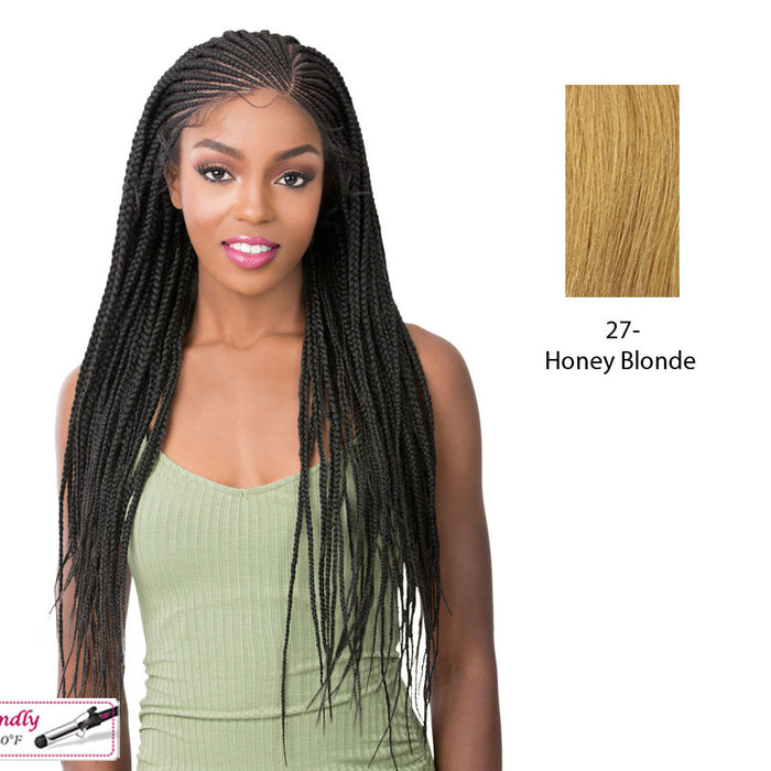 Micro Cornrow Box Braid Heat Friendly Synthetic Wig,Strawberry Blonde