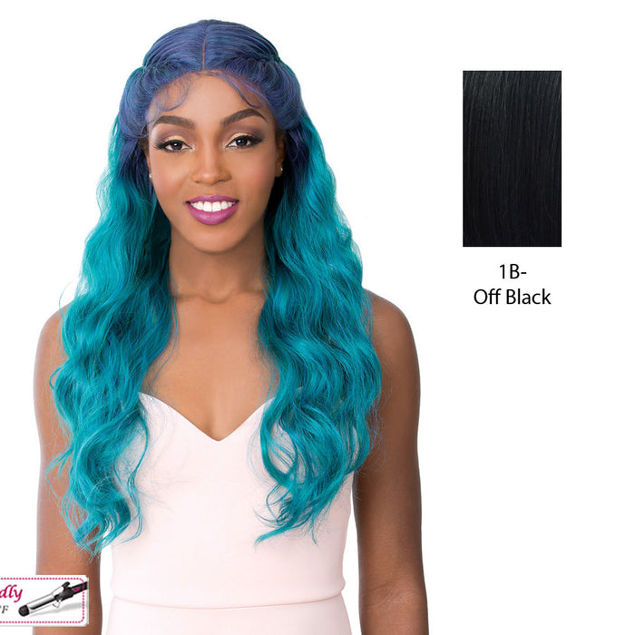 Synthetic 2020 Lace Front Wig - Swiss Lace Crown Braid Bamba,Off Black