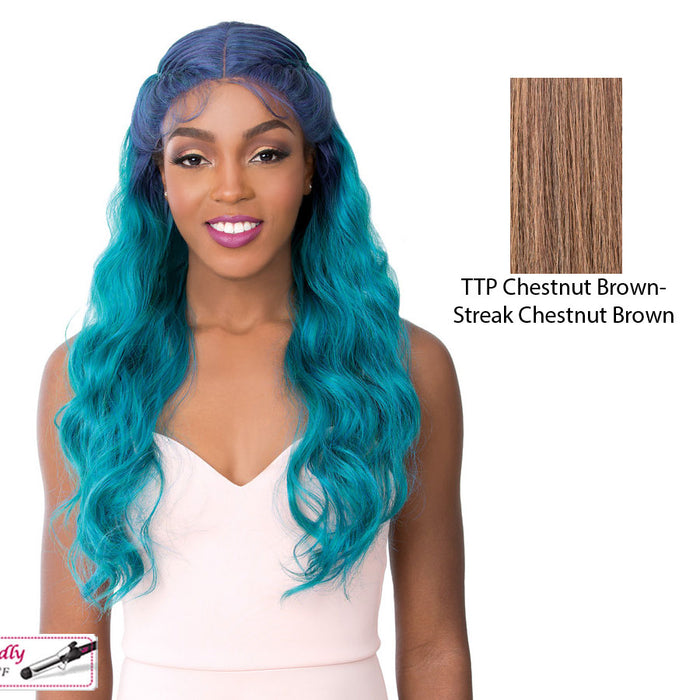 Synthetic 2020 Lace Front Wig - Swiss Lace Crown Braid Bamba,Ttp Chestnut Brown