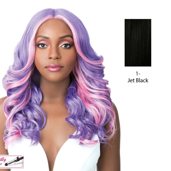 Swiss Lace Frida Lace Front & Lace Part Synthetic Wig,Black