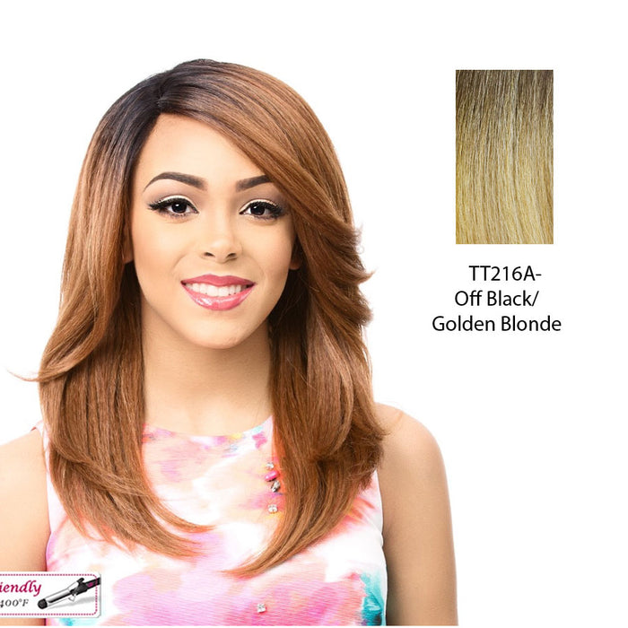 Swiss Lace Front Wig Swiss Lace Justine,Off Black Roots With Golden Blonde