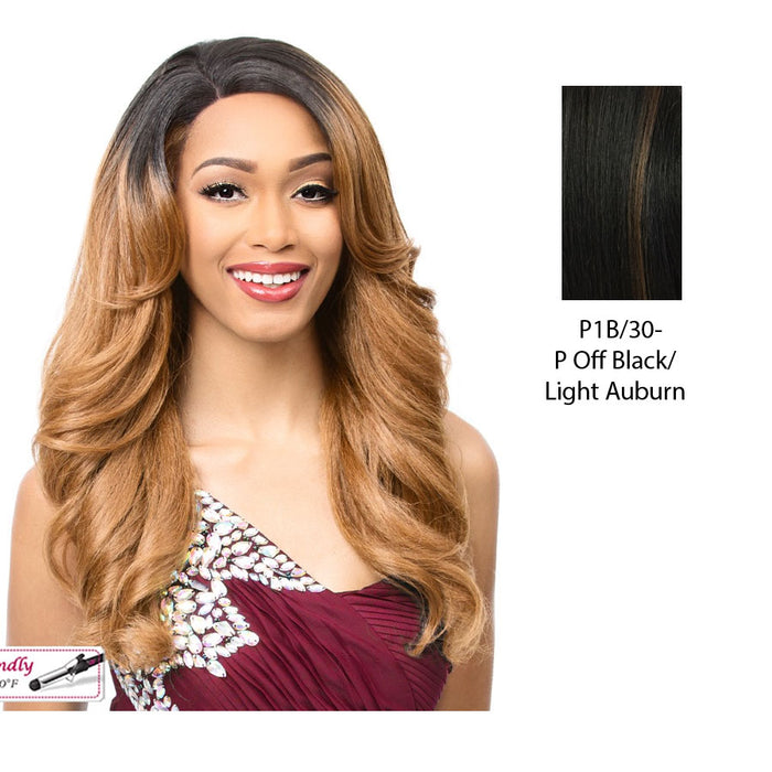 Swiss Lace Front Wig Montessa,Off Black Base With Light Auburn Highlights