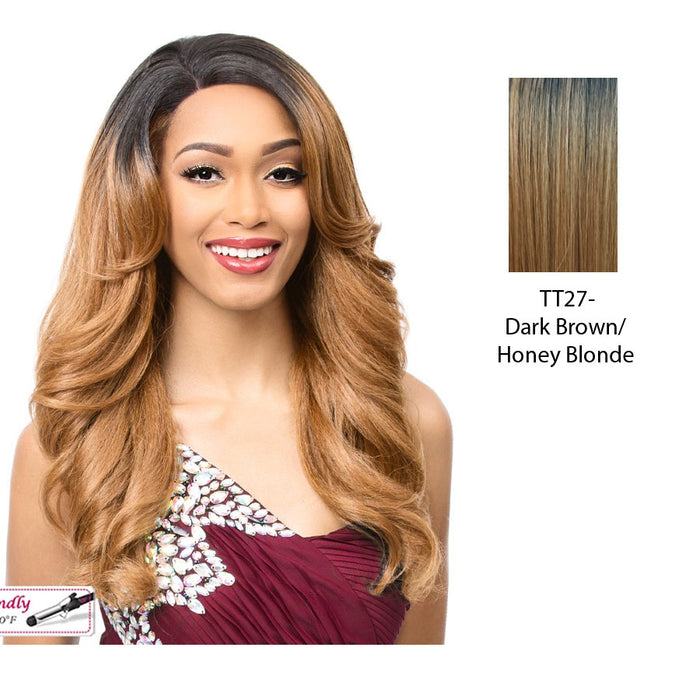 Swiss Lace Front Wig Montessa,Dark Brown Roots With Strawberry Blonde