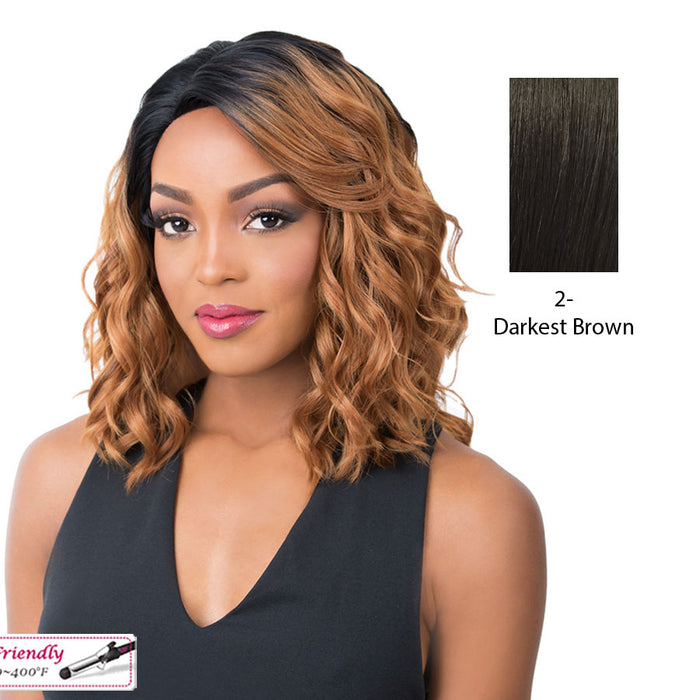 Soft & Silky Synthetic Swiss Lace Front Wig Oligo,Darkest Brown