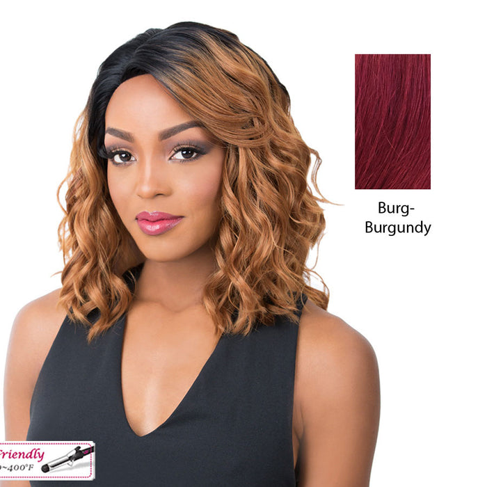 Soft & Silky Synthetic Swiss Lace Front Wig Oligo,Burgundy