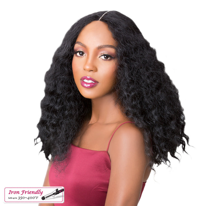 Lace Front Iron Friendiy Synthetic Swiss Lace Rhinestone Wig,Off Black