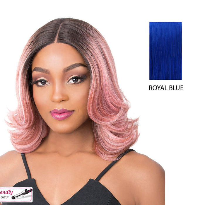 Synthetic Deep Center Parting Swiss Lace Front Wig_ Swiss Lace Serafina,Royal Blue