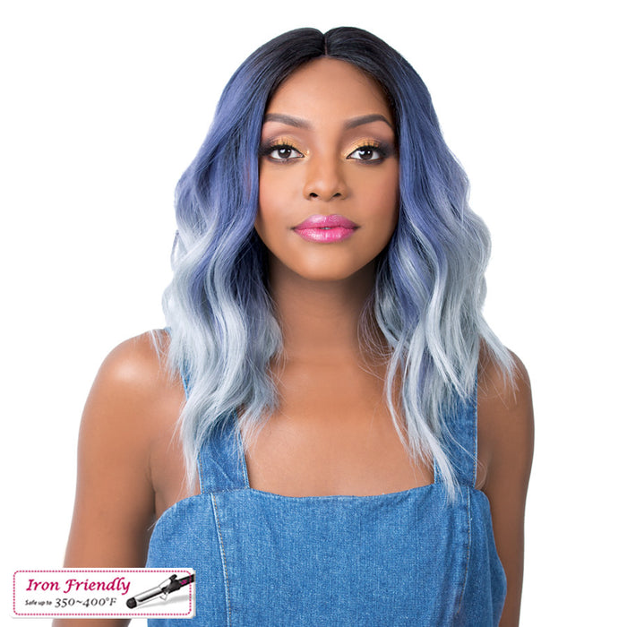 Synthetic Hair Lace Front Wig Swiss Lace Deep Part_ Sun Kiss,3Ntt Denim Blue