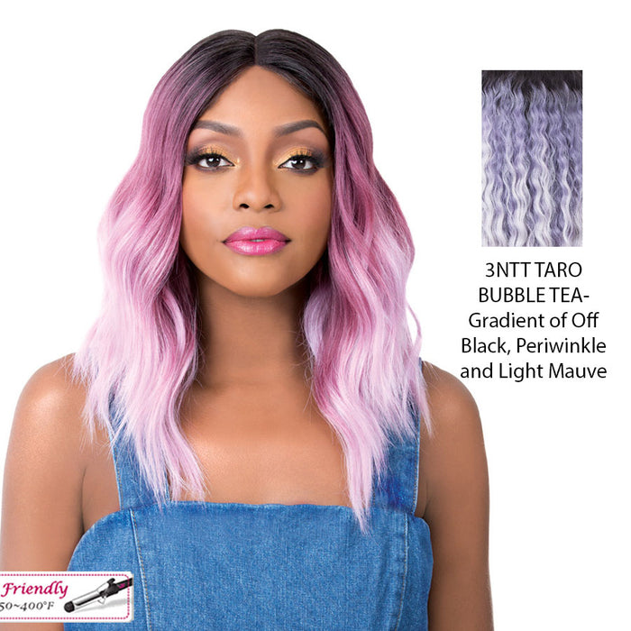 Synthetic Hair Lace Front Wig Swiss Lace Deep Part_ Sun Kiss,3Ntt Taro Bubble Tea