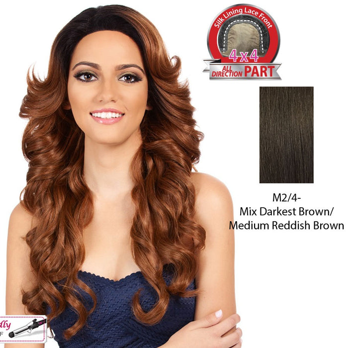 Synthetic Hair Lace Front Wig Swiss Lace_ Symphony,Mix Of Darkest Brown And Medium Brown