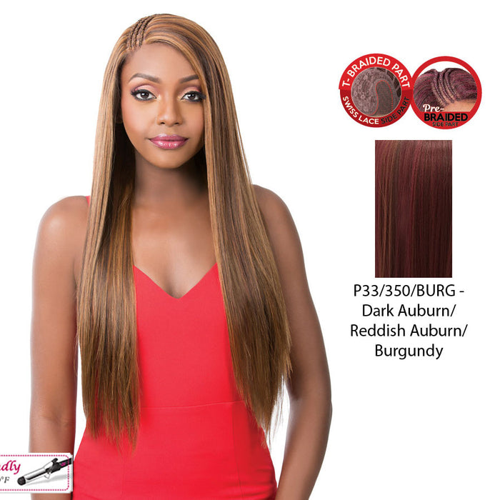 Synthetic T-Braided Part Lace Front Wig - Candela,P33/350/Burg
