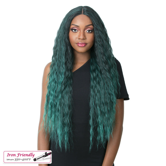 Swiss Lace Cascade Lace Front & Lace Part Synthetic Wig,Tp Emerald