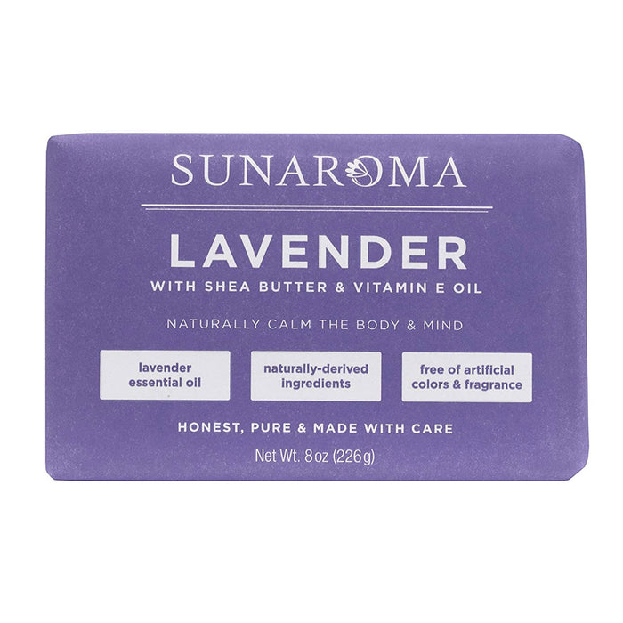 Sunaroma, Lavender With Shea Butter Vitamin E Oil Soap Bar 8 Oz.