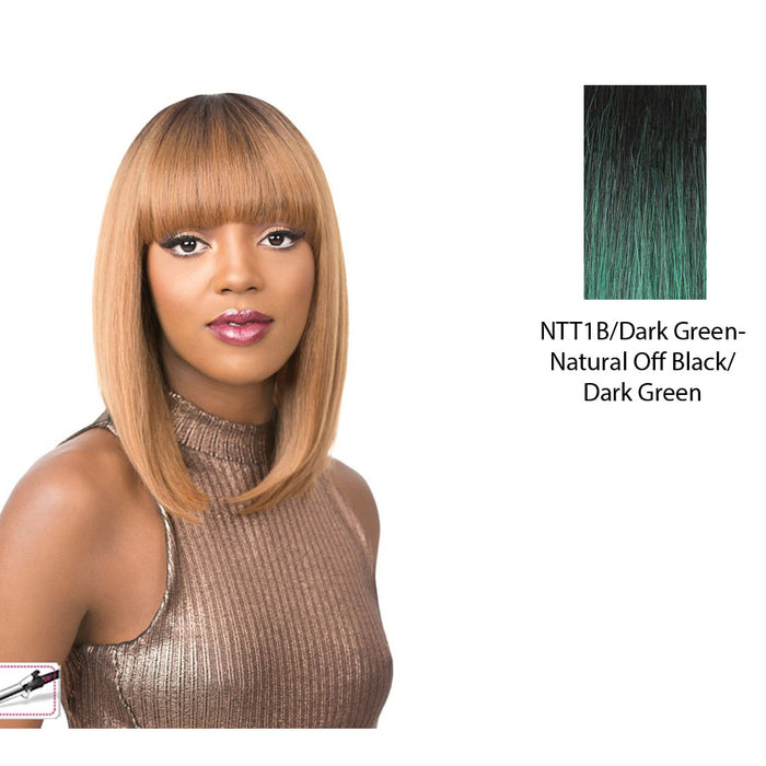 Real Hair Line Part Iron Friendly Wig - Summer Rain,Ntt1B/Dark Green