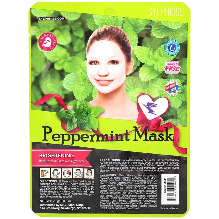 Sylphkiss Peppermint Facial Sheet Mask 0.8 Oz.