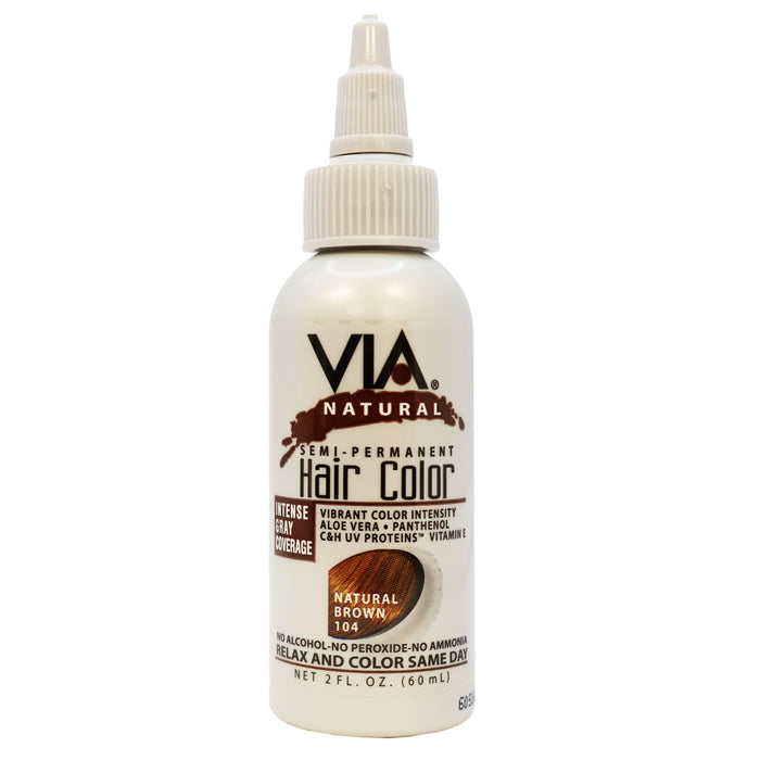 Via Natural Hair Color 104 Natural Brown 2 Oz.