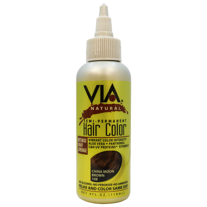 Via Natural Hair Color 108 China Moon Brown 4 Oz.