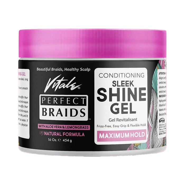 Vitale Perfect Braids Sleek Shine Gel Max Hold, 8 oz